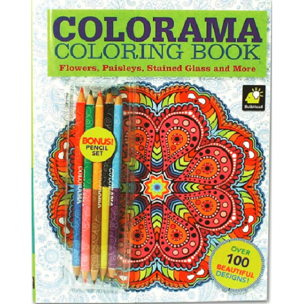 5/$25 - Colorama Coloring Book with 6 Double-sided Colored Pencils